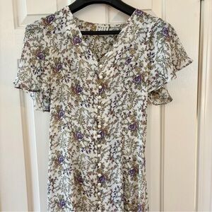 Flutter sleeves Floral Vintage Dress